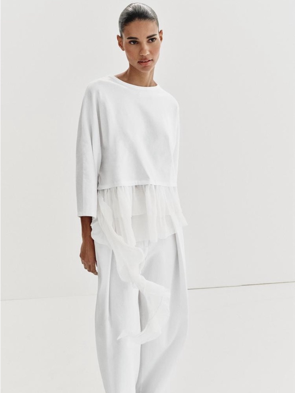 ZARA COMBINATION RUFFLE TOP - Picture 2 of 10